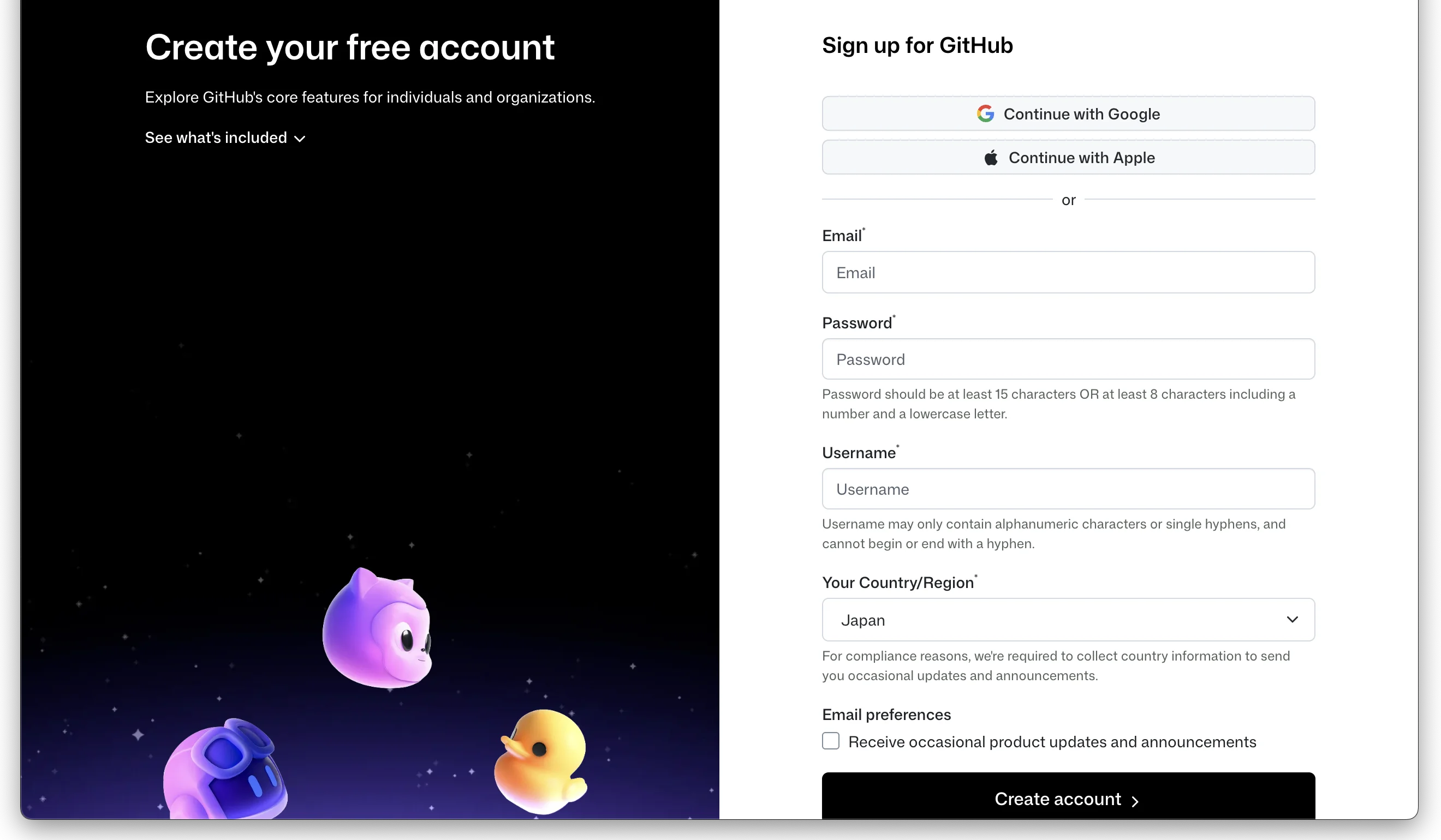 GitHub sign-up page