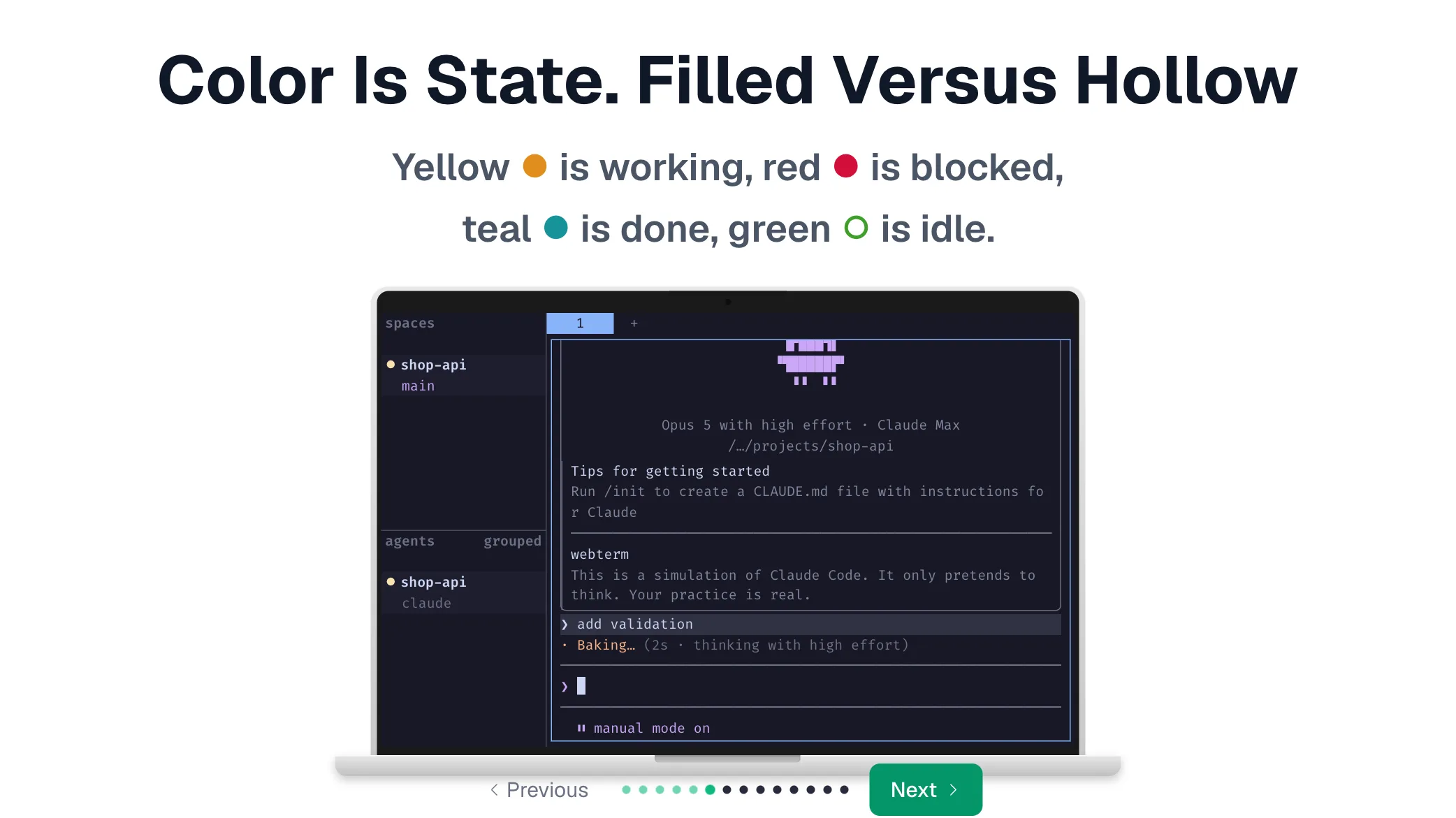 Slide: Color Is State. Filled Versus Hollow